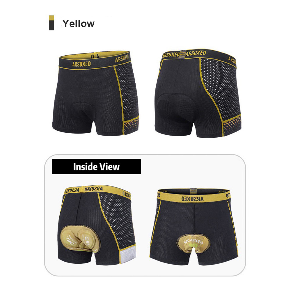 5d gel padded cycling underwear breathable yellow view
