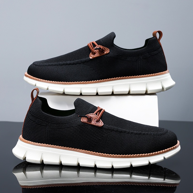  fly knit slip on walking shoes black new