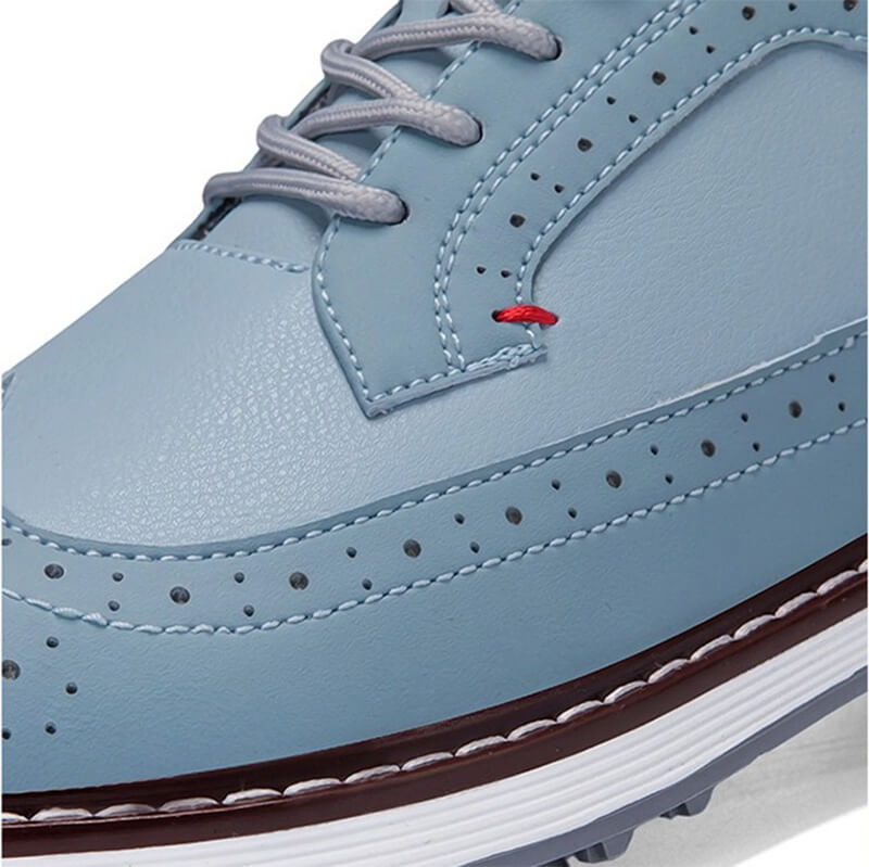Mevolen Men's Wingtip Spiked Golf Shoes Lake Blue2