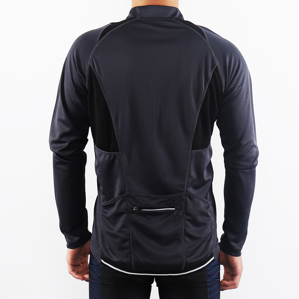 men half zip cycling jersey black model back