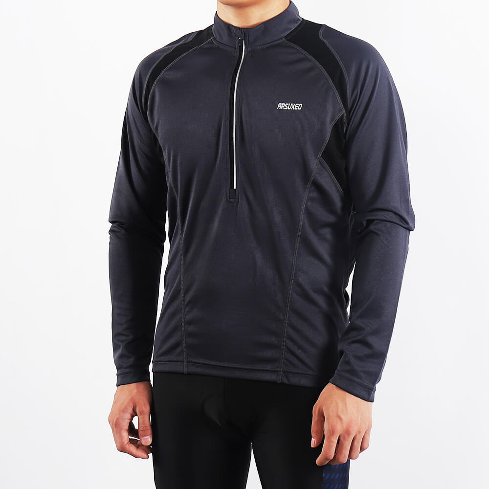 men half zip cycling jersey black model