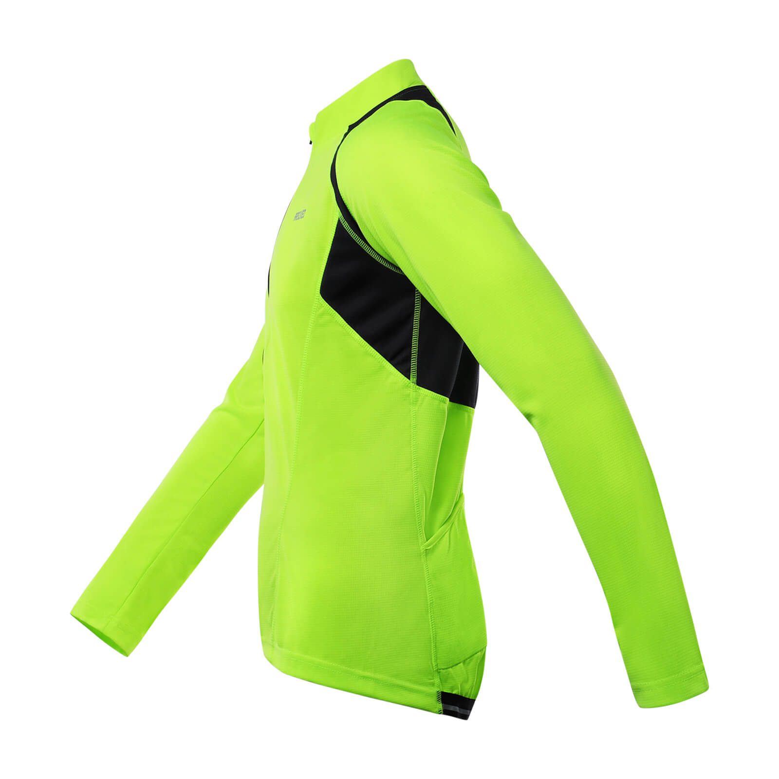 men half zip cycling jersey black green side