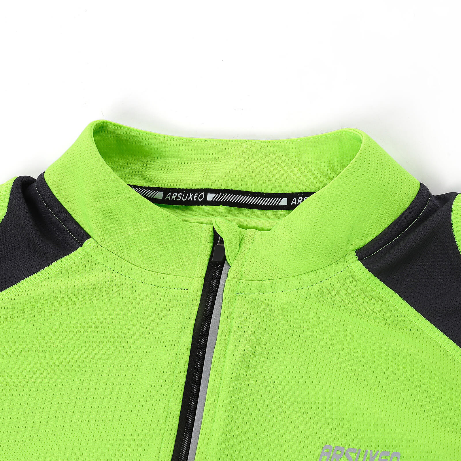 men half zip cycling jersey black green collar