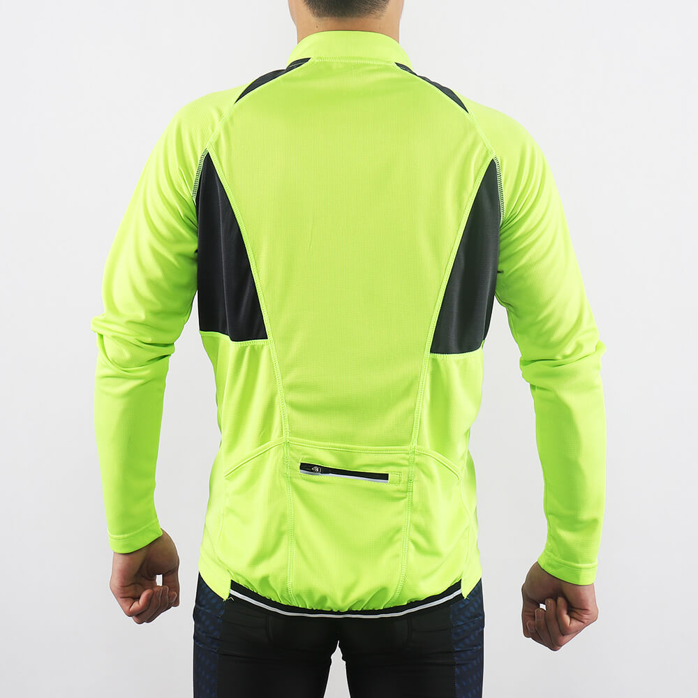 men half zip cycling jersey black green model back