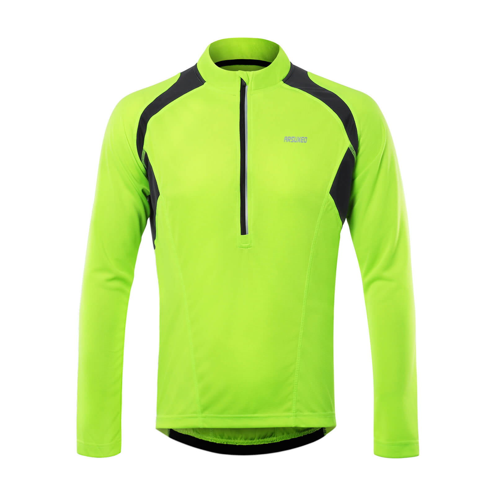 men half zip cycling jersey black green