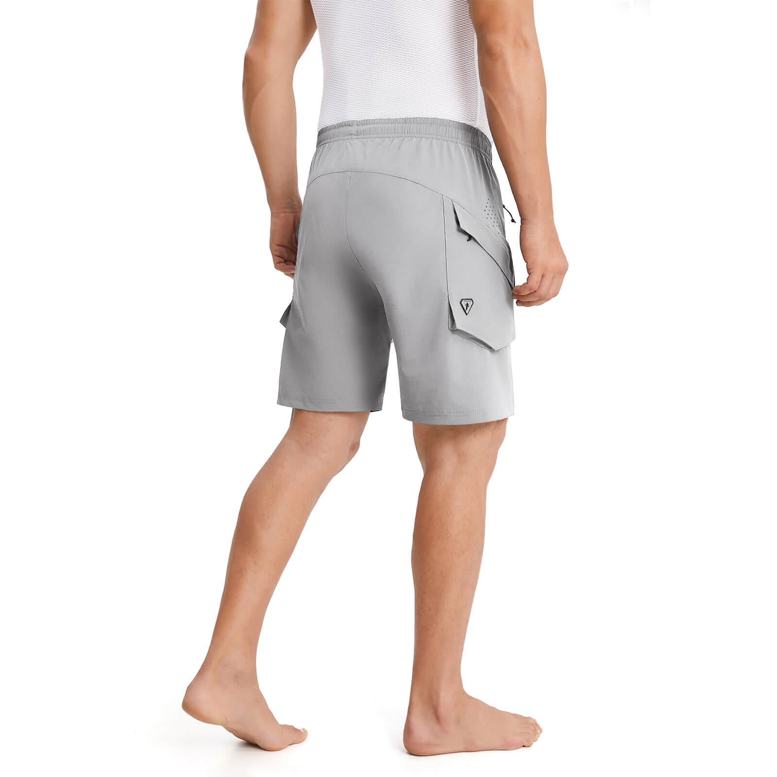 men water repellent multi purpose cycling utility shorts grey model back