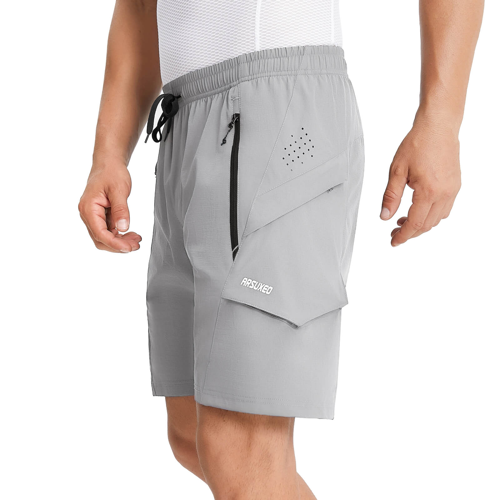 men water repellent multi purpose cycling utility shorts grey model
