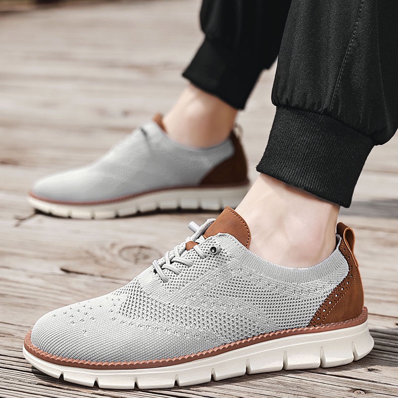 men's hybrid dress sneakers grey brown
