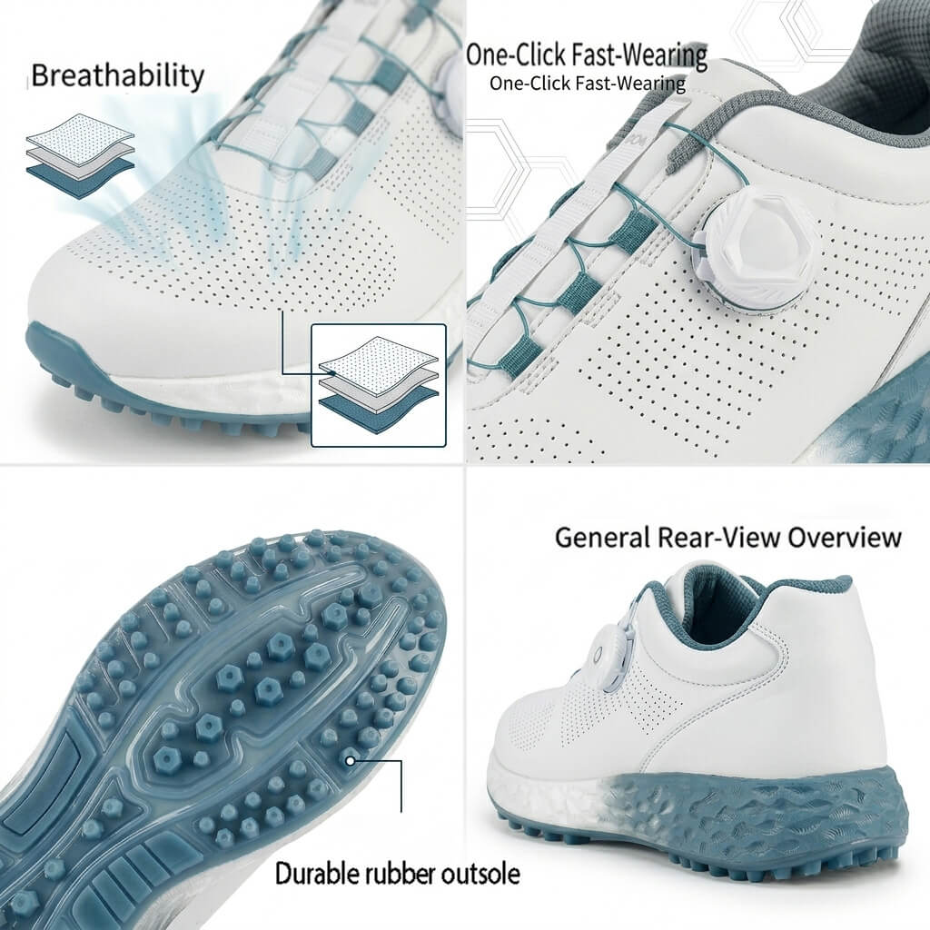 mens spikeless golf shoes  blue details 1