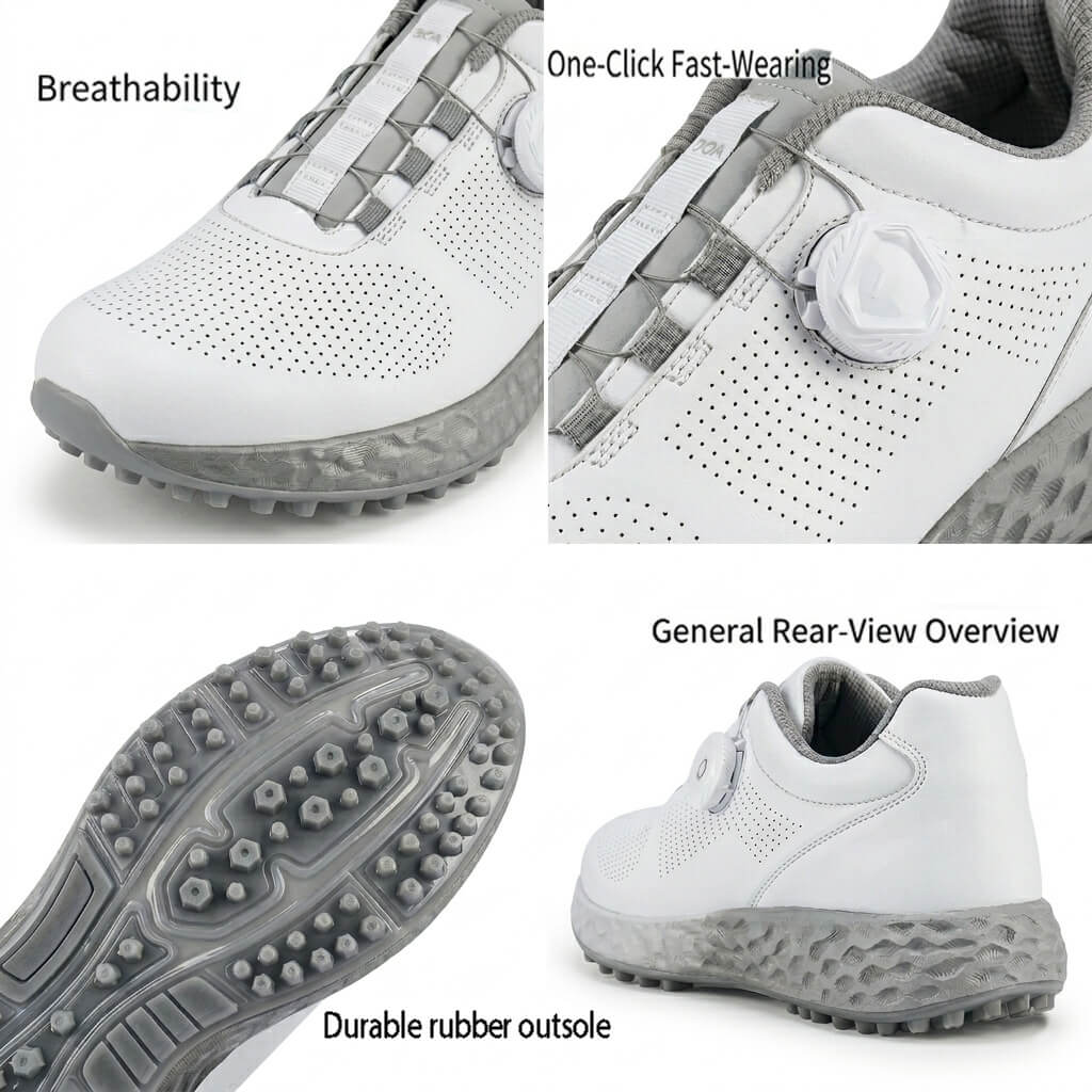 mens spikeless golf shoes  gray details 1
