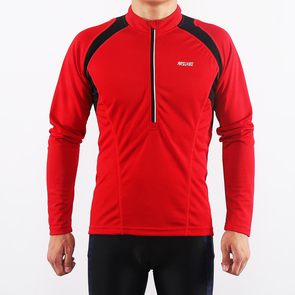 men half zip cycling jersey red model