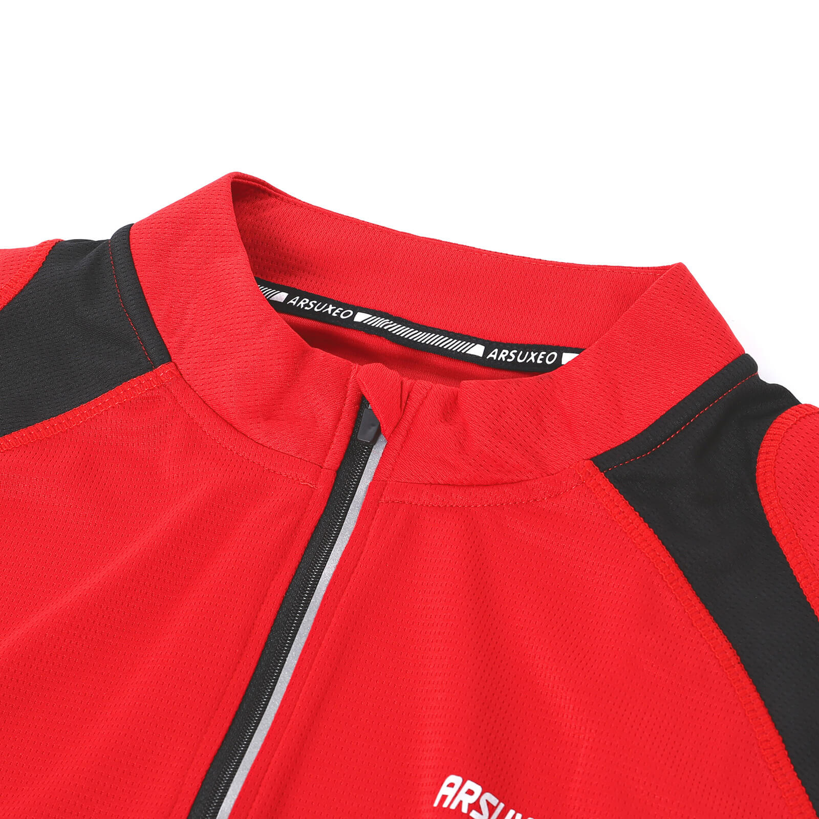 men half zip cycling jersey red collar