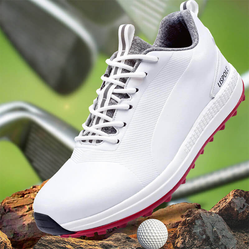 mens spikeless golf shoes red 2