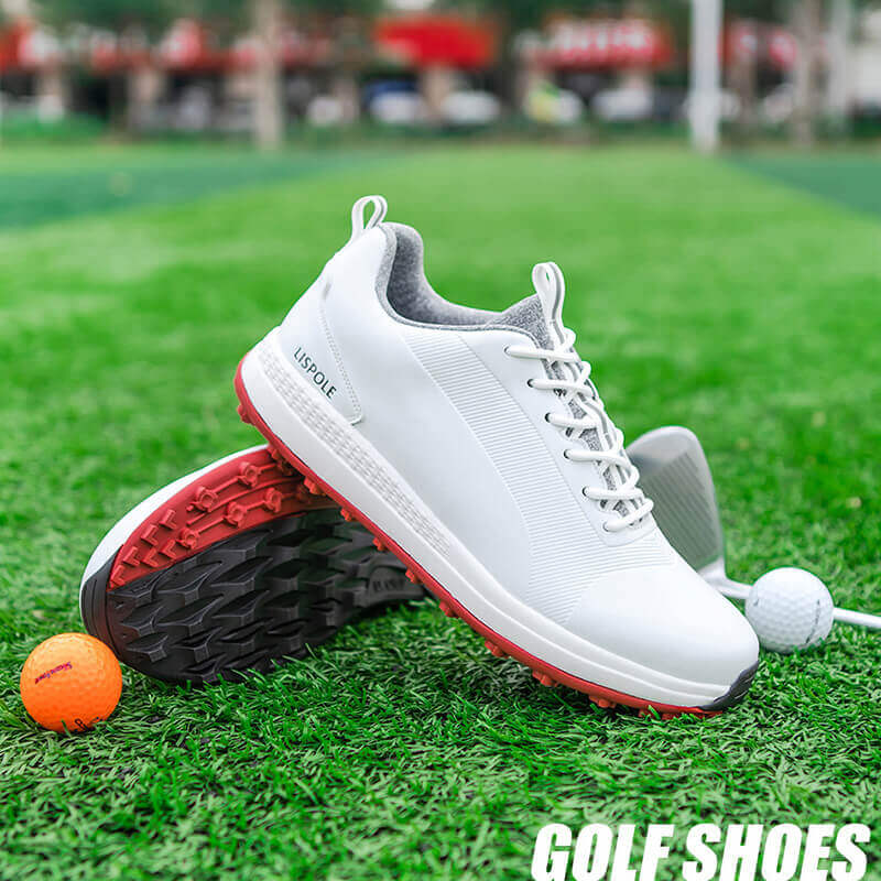 mens spikeless golf shoes red 3