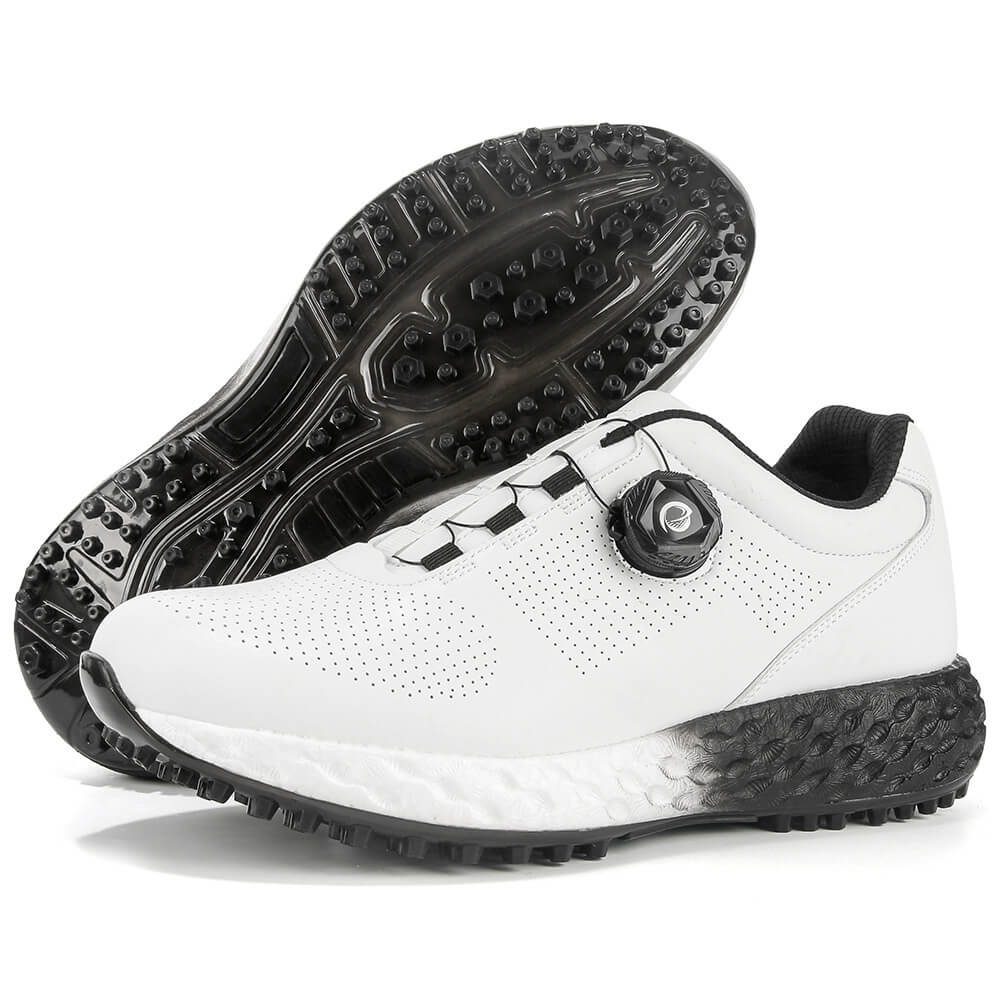 men's breathable lightweight spikeless golf shoes black outsole side view