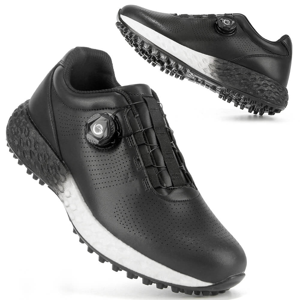 men's breathable lightweight spikeless golf shoes black