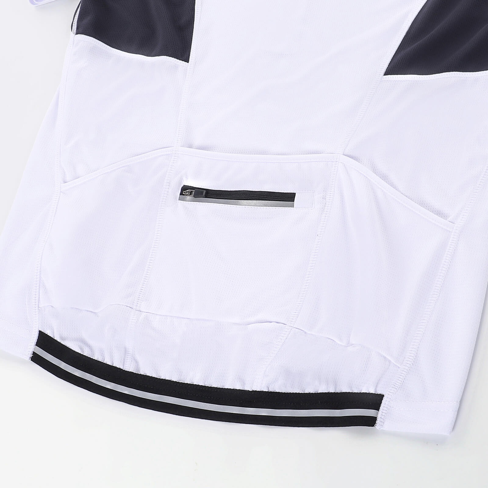 men half zip cycling jersey white pockets