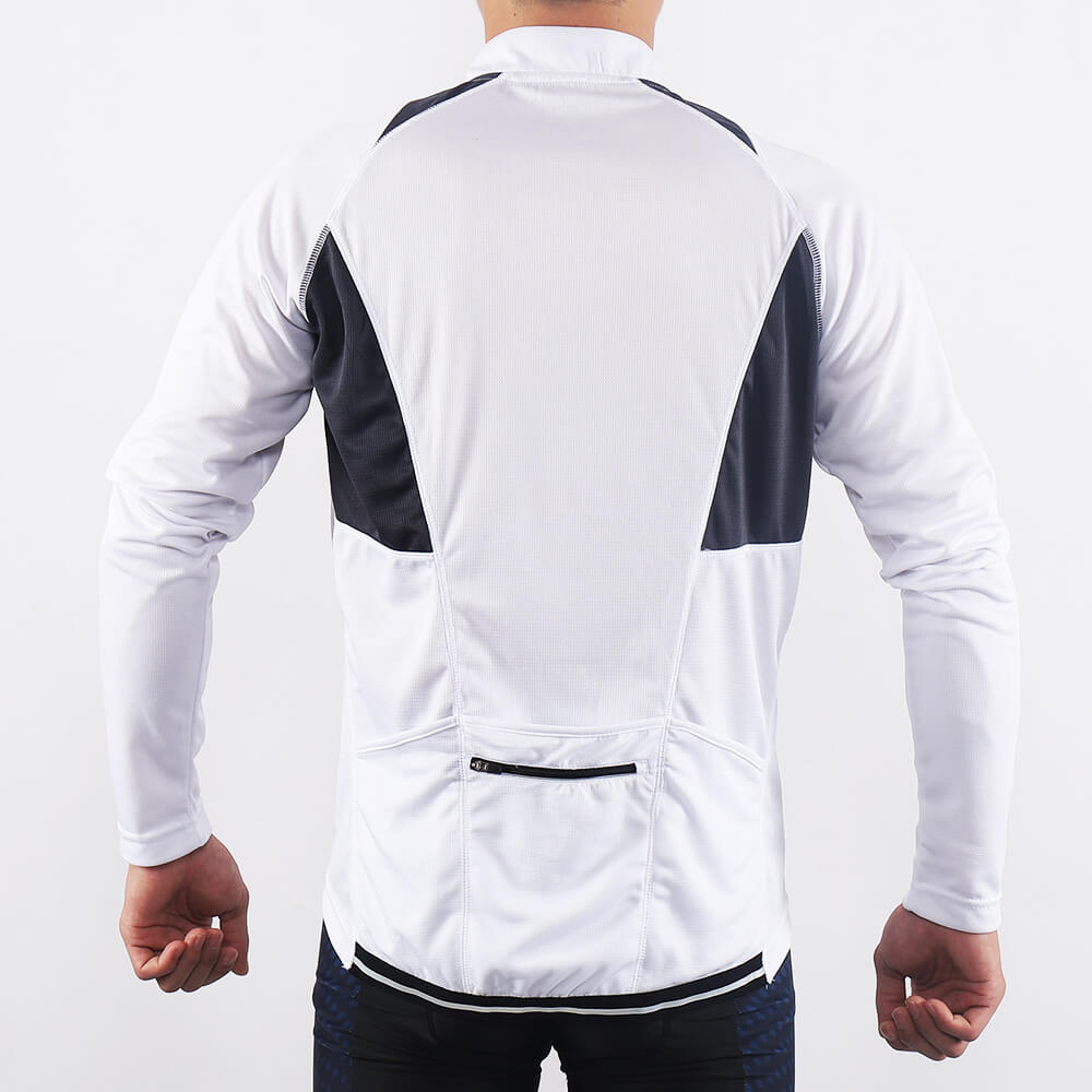men half zip cycling jersey white model back