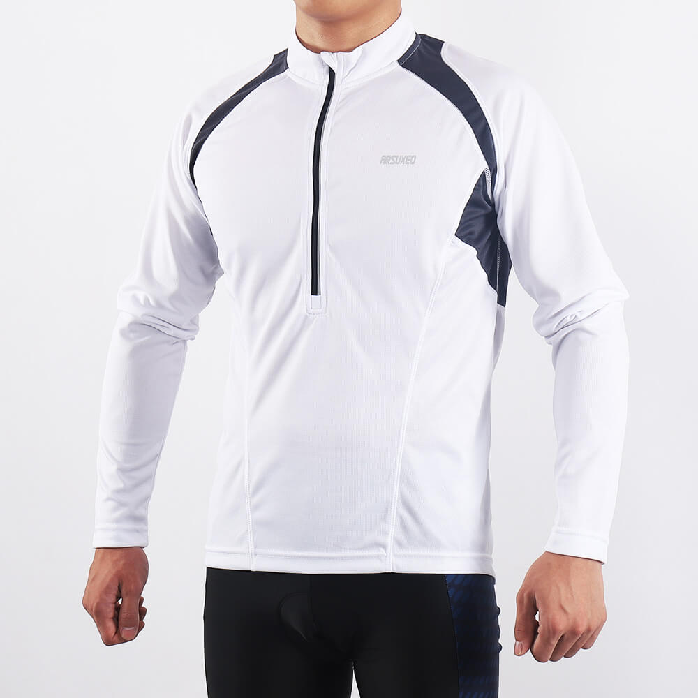 men half zip cycling jersey white model