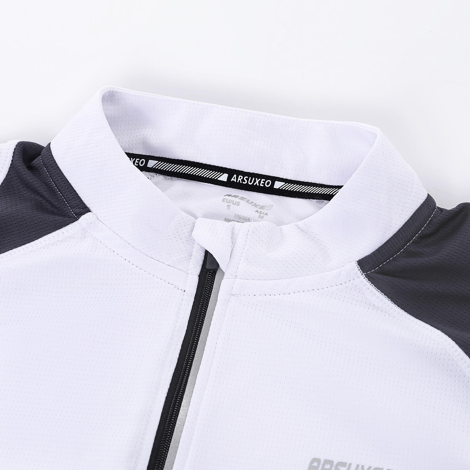 men half zip cycling jersey white collar