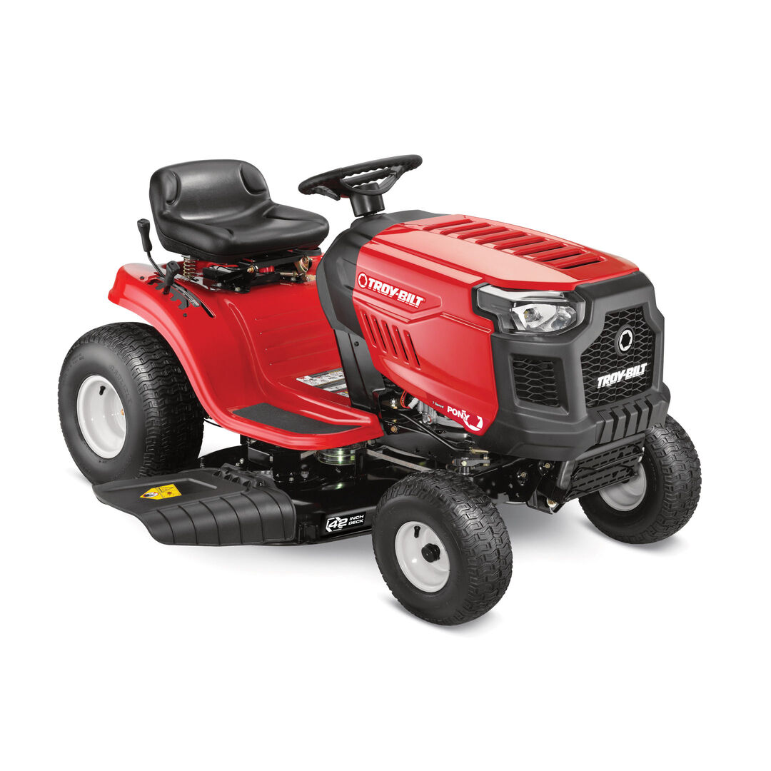 Troy-Bilt Pony 42 Riding Lawn Mower with 547cc Engine, 42-in Stamped Steel Deck, 7-Speed Shift-On-The-Go Transmission - 13A877BSA23.