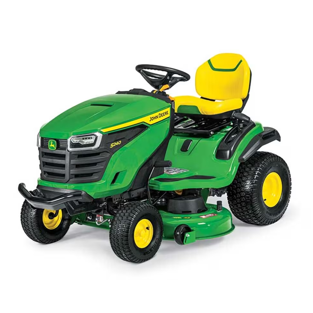 John Deere S240 Lawn Tractor with 21.5HP V-Twin Engine, 42-in Accel Deep Deck, K46 Hydrostatic Transmission - Assembled in Tennessee.