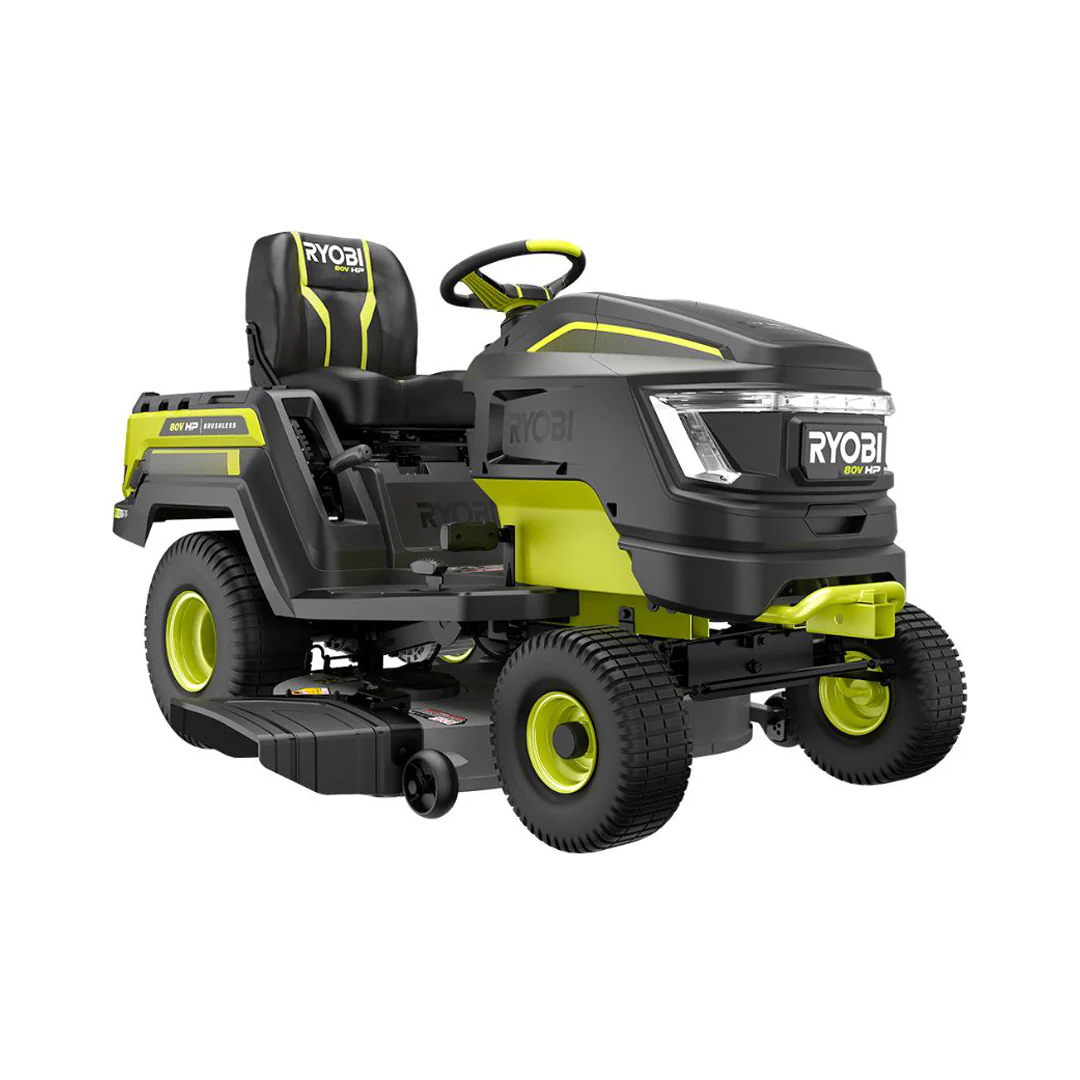 RYOBI 80V HP Brushless 42-in Battery Cordless Electric Riding Lawn Tractor Kit with 3x10Ah Batteries, Hyper Charger - RYRM8060.