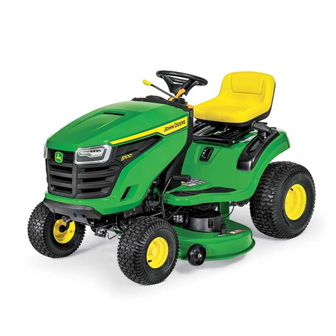 John Deere S100 Lawn Tractor with 17.5HP Engine, 42-in Edge Mower Deck - Assembled in Tennessee.