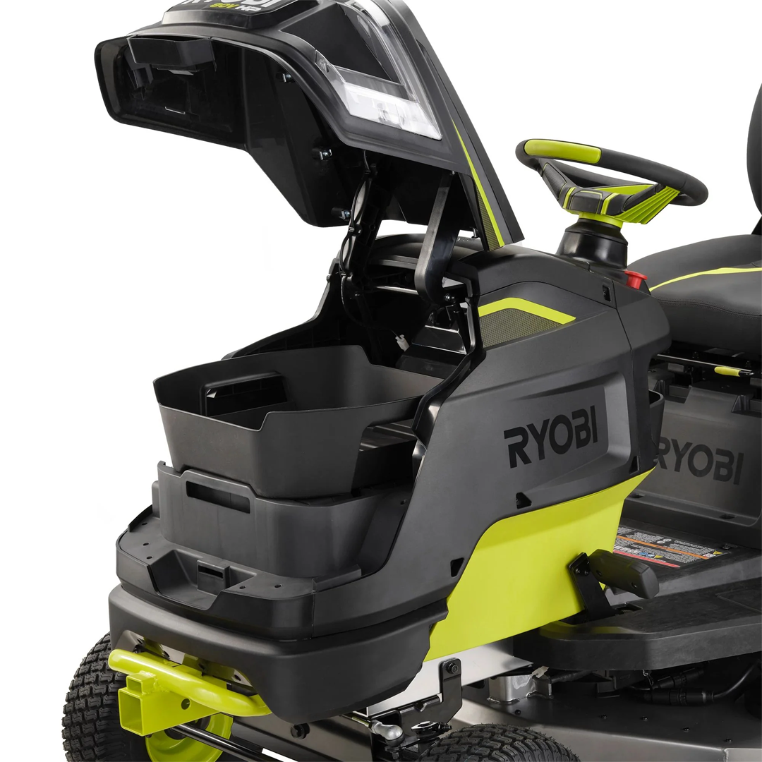 RYOBI 80V HP Brushless 42-in Battery Cordless Electric Riding Lawn Tractor Kit with 3x10Ah Batteries, Hyper Charger - RYRM8060.