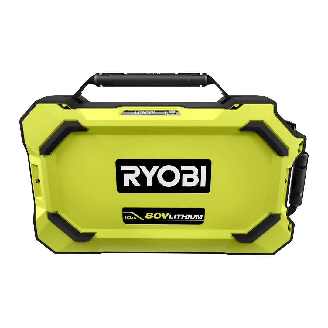 RYOBI 80V HP Brushless 42-in Battery Cordless Electric Riding Lawn Tractor Kit with 3x10Ah Batteries, Hyper Charger - RYRM8060.