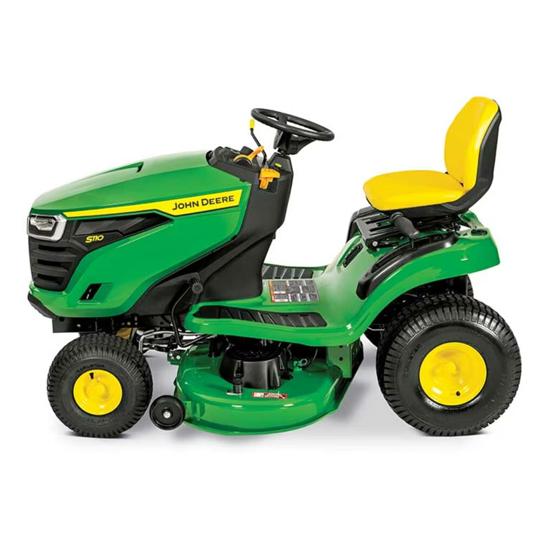 John Deere S110 Lawn Tractor with 19HP Engine, 42-in Edge Mower Deck, Hydrostatic Transmission - Assembled in Tennessee.