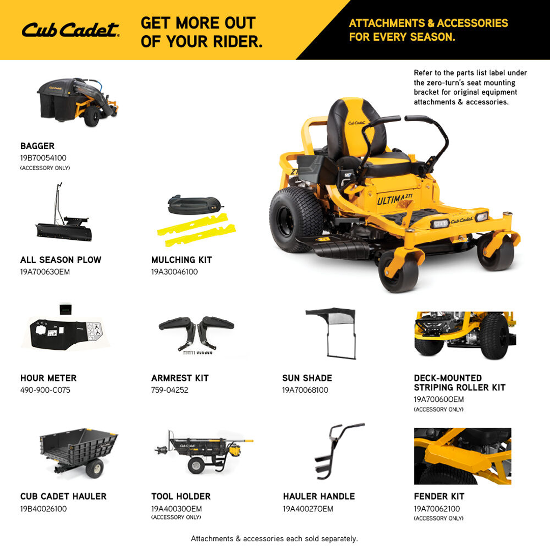 Cub Cadet Ultima ZT1 42 Zero-Turn Mower with 42-in Stamped Steel Deck, 21.5HP Kawasaki FR651V Engine - 17AIEACSA10.