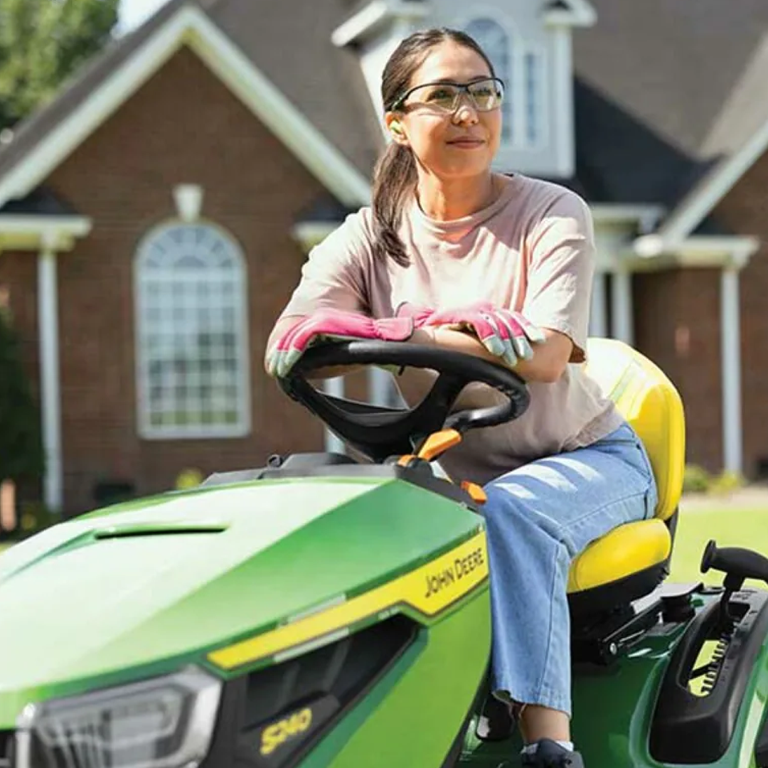 John Deere S240 Lawn Tractor with 21.5HP V-Twin Engine, 42-in Accel Deep Deck, K46 Hydrostatic Transmission - Assembled in Tennessee.