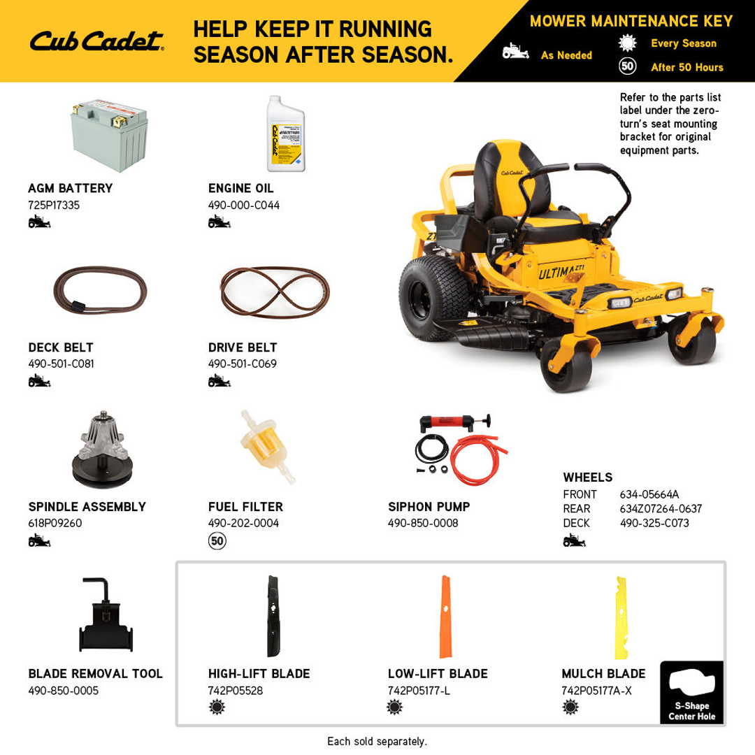 Cub Cadet Ultima ZT1 42 Zero-Turn Mower with 42-in Stamped Steel Deck, 21.5HP Kawasaki FR651V Engine - 17AIEACSA10.