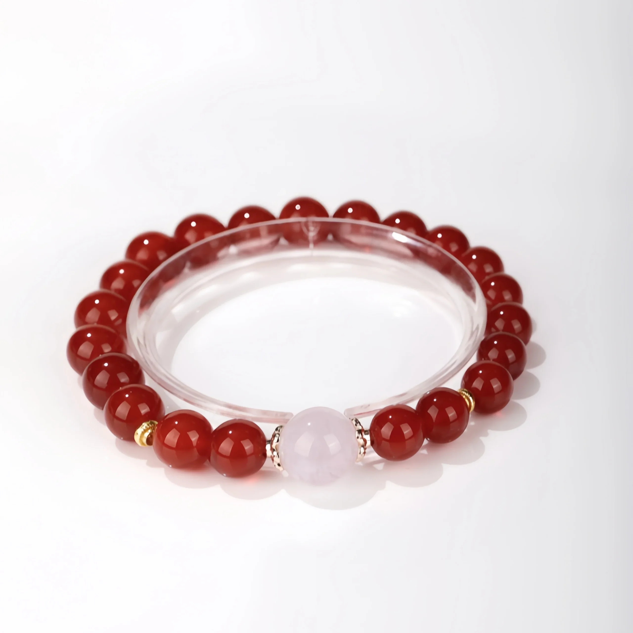 Fire & Clarity - Red Agate × Light Amethyst Bracelet