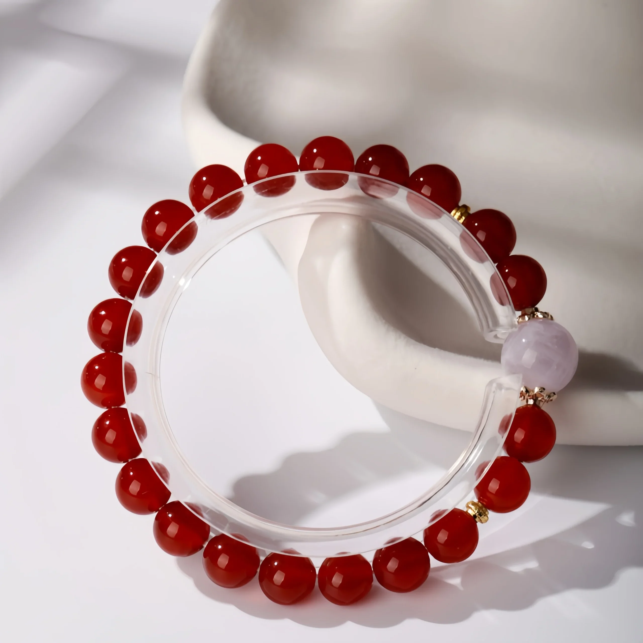 Fire & Clarity - Red Agate × Light Amethyst Bracelet