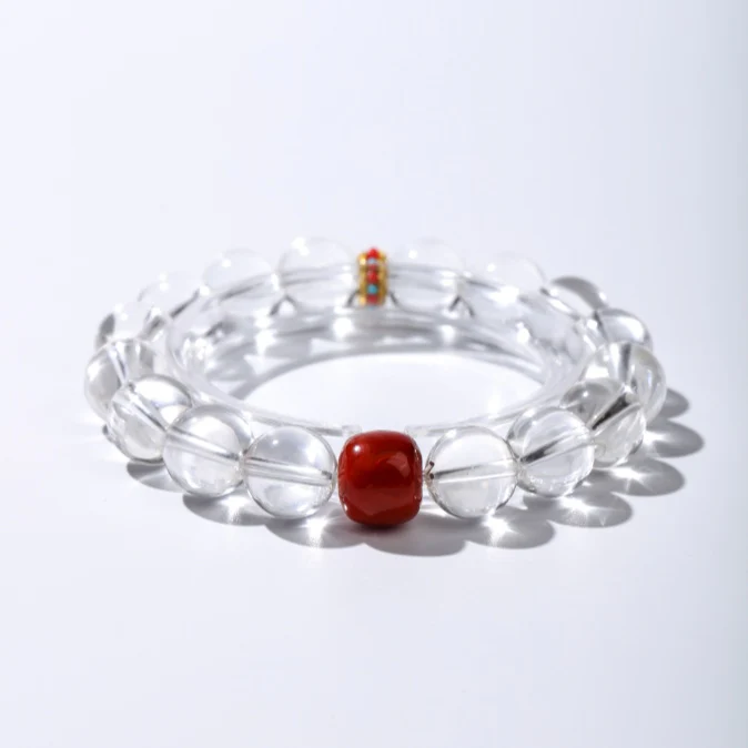 Flame Within — Clear Quartz with Red Agate Bracelet