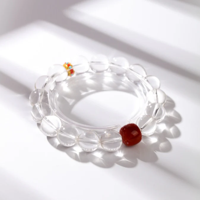 Flame Within — Clear Quartz with Red Agate Bracelet