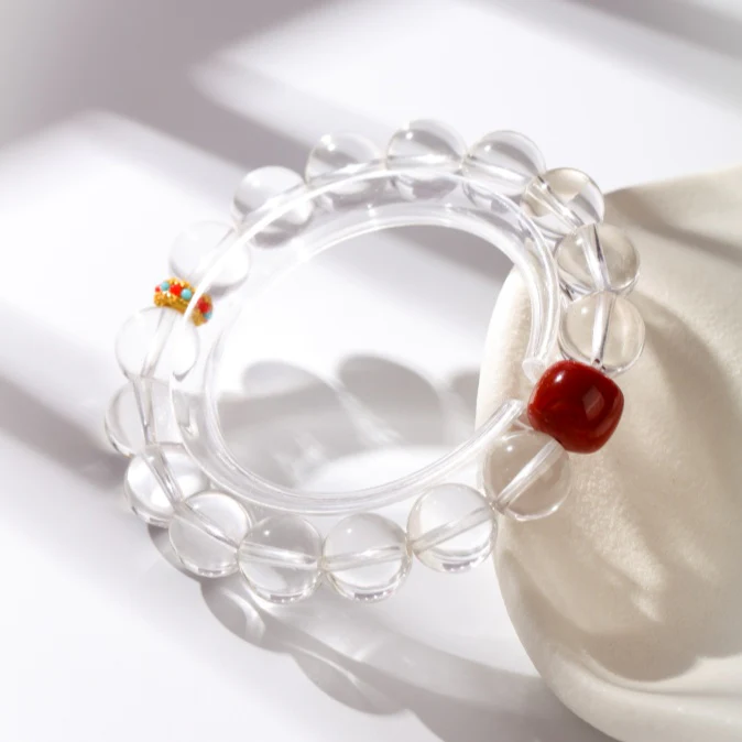 Flame Within — Clear Quartz with Red Agate Bracelet