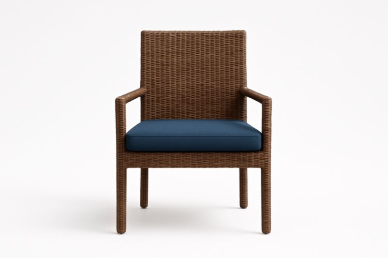 Fauteuil en rotin synthétique avec coussin bleu-Noravinel