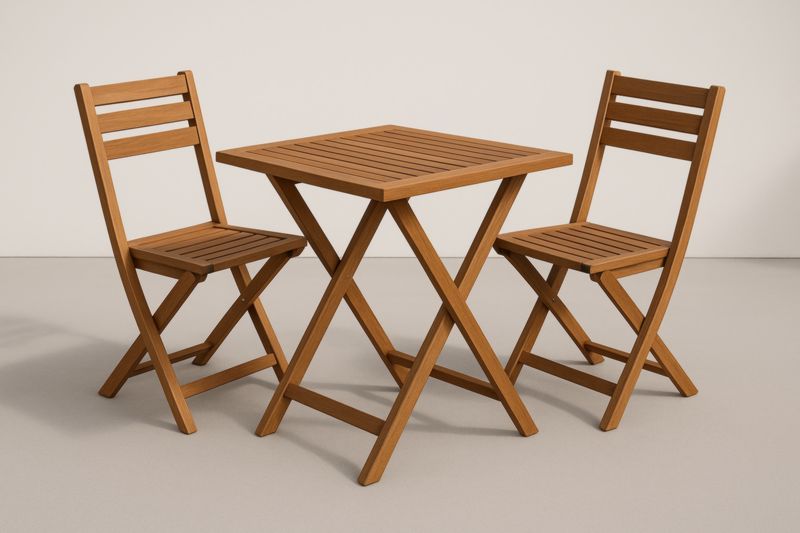 Ensemble de Table et Chaises Pliantes en Bois d'Acacia Carré-Noravinel