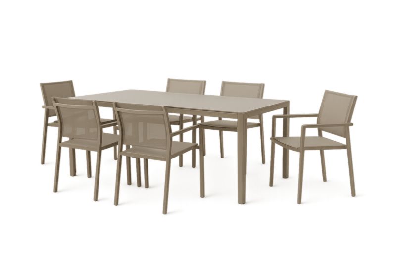 Ensemble Table et Chaises de Jardin en Aluminium Beige-Noravinel