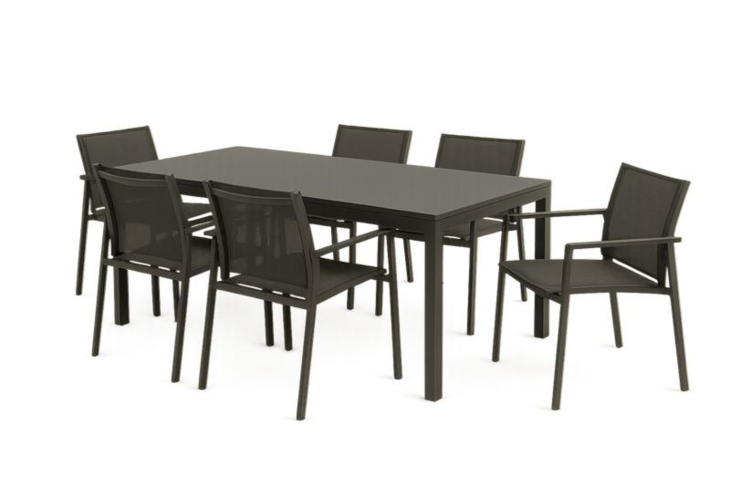 Ensemble table et chaises de jardin en aluminium Noir-Noravinel