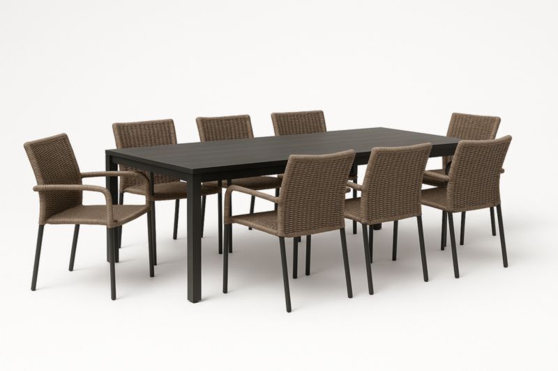 Ensemble de Salle à Manger Extérieur en Aluminium et Résine Tressée 8 Chaises-Noravinel