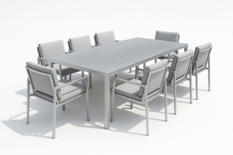 Ensemble table et chaises de jardin en aluminium gris-Noravinel