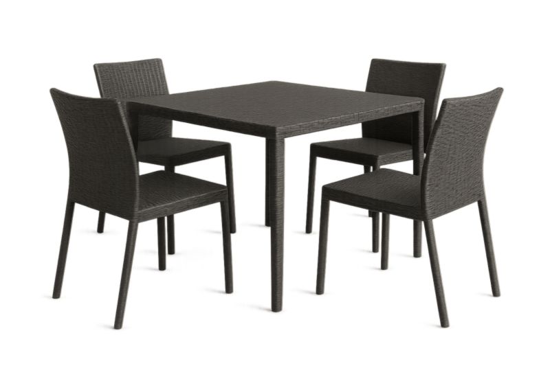 Ensemble Table et Chaises en Résine Tressée Noir-Noravinel