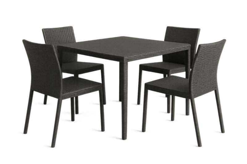 Ensemble Table et Chaises en Résine Tressée Noir-Noravinel
