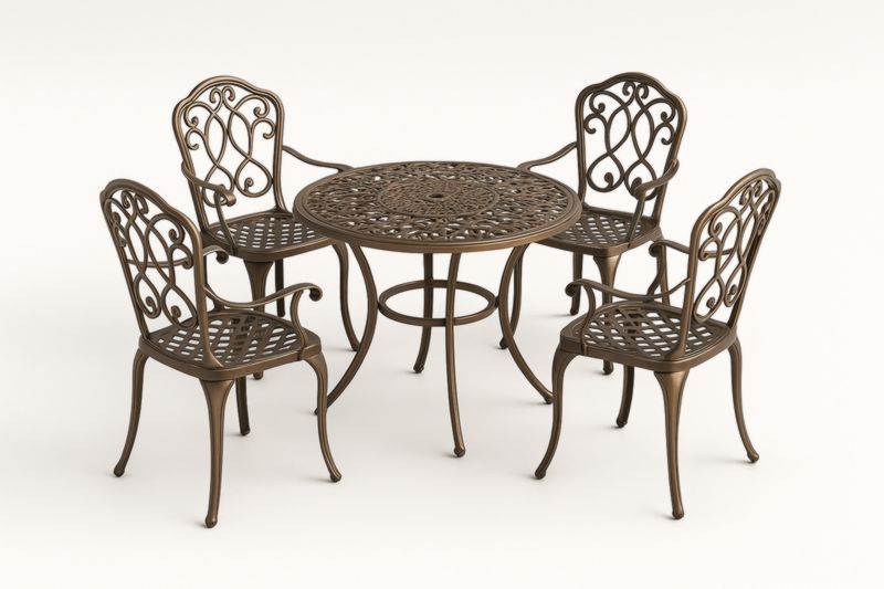 Ensemble de Table et Chaises de Jardin en Aluminium Marron-Noravinel
