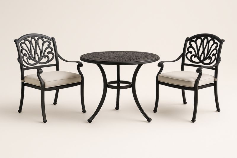 Ensemble de table ronde et chaises de jardin en aluminium-Noravinel