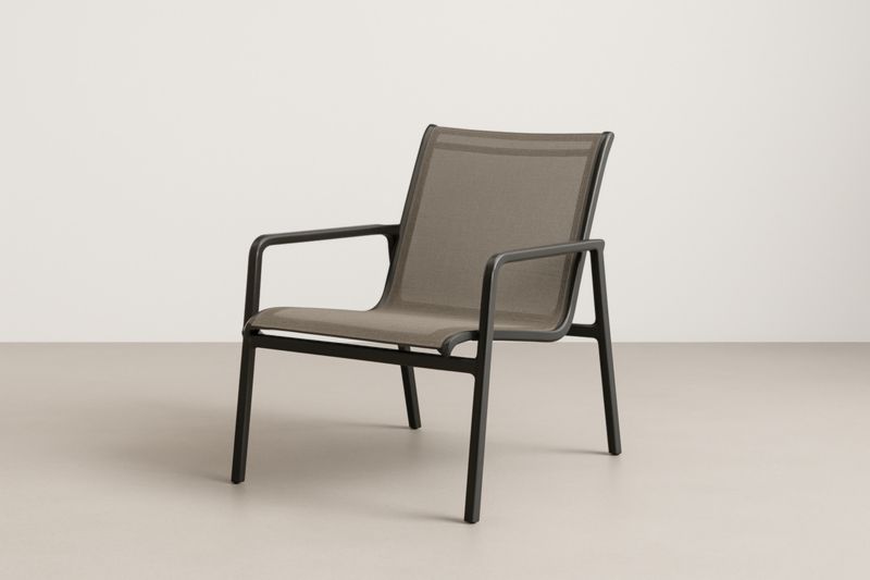 Fauteuil en aluminium noir et textilène marron-Noravinel
